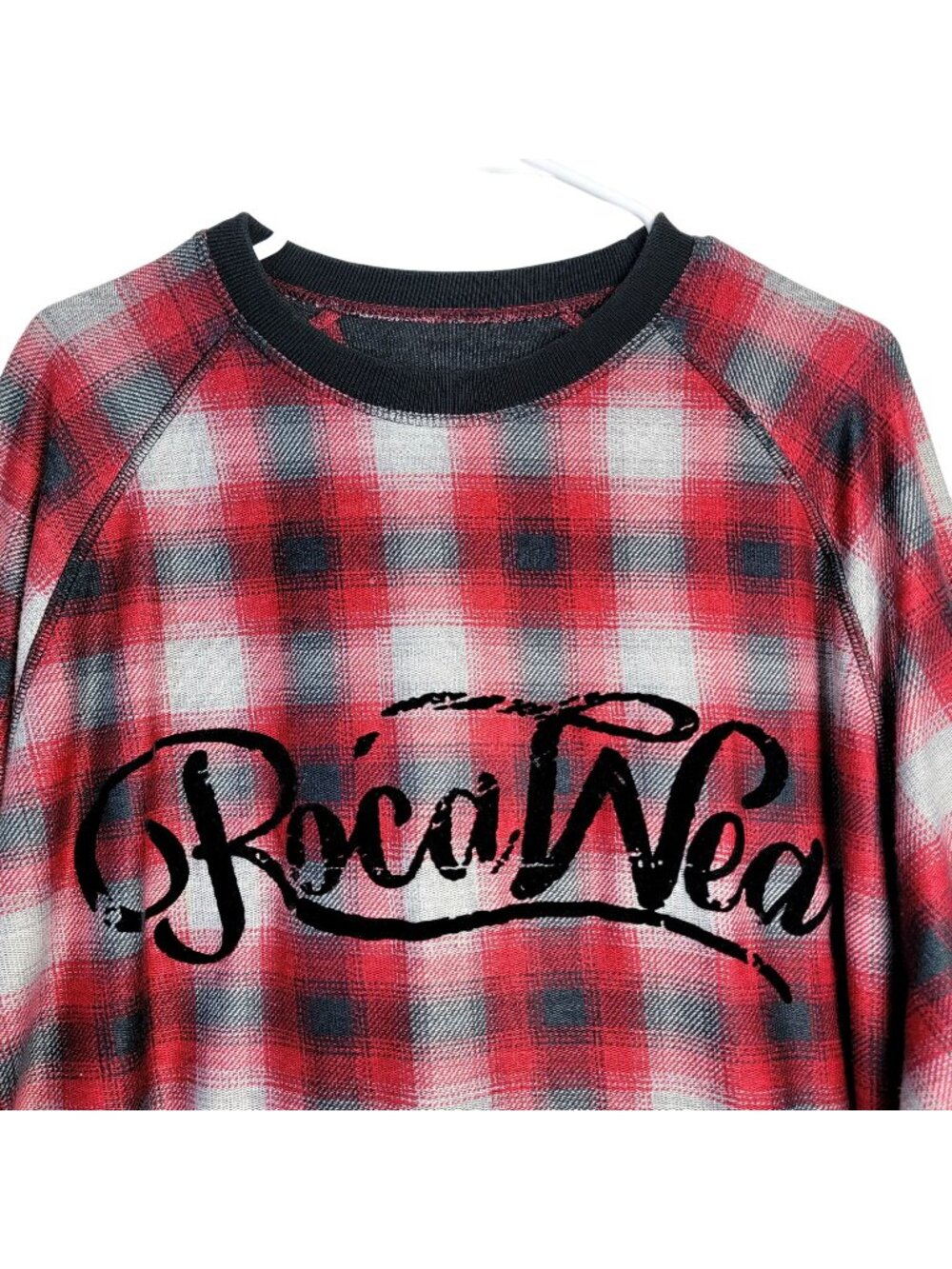 RocaWear Plaid Heavy Sweatshirt Men 2XL Shirt Sweater Top Winter Red Black XXL
